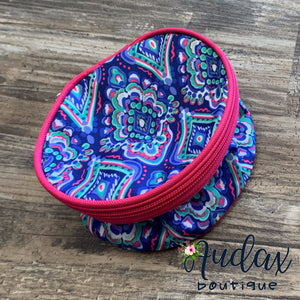 Pink and blue round jewelry case